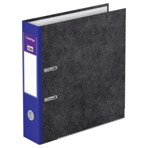 Папка-регистратор Berlingo "Hyper", 80мм, мрамор, с карм. на корешке, нижний метал. кант, синяя