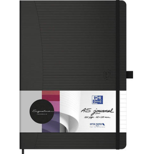 Блокнот OXFORD Signature A5 80л линейка фиксирующая резинка карман твердая обложка черный,