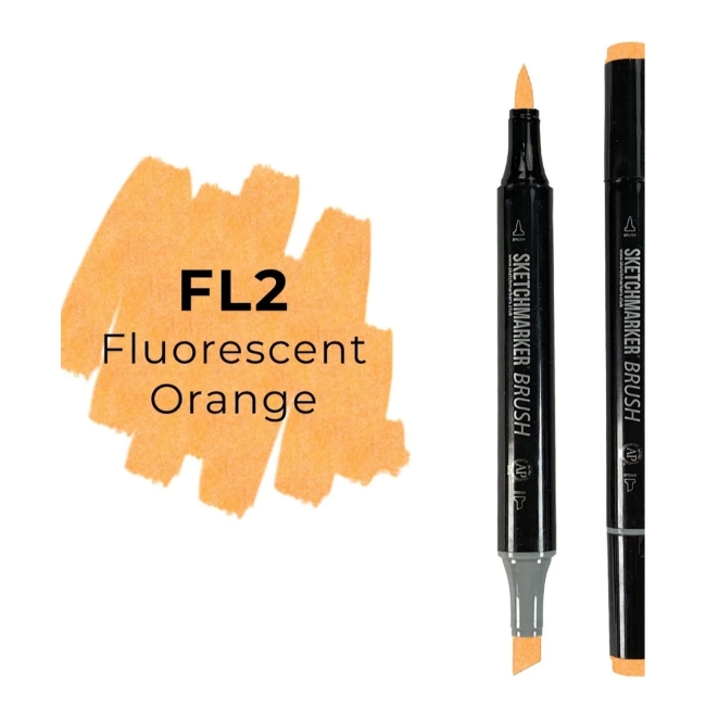 Маркер SKETCHMARKER Brush двухсторонний на спирт.основе цв.FL2 Флуорисцентный оранжевый