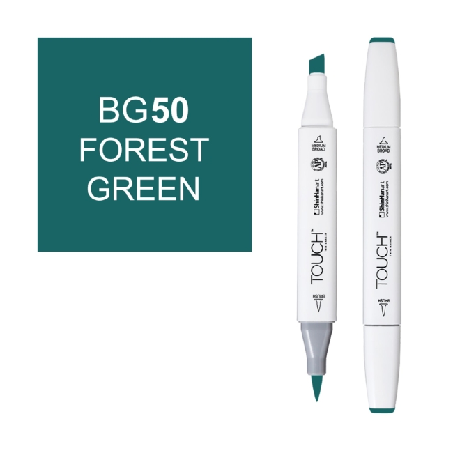 Маркер двухсторонний спиртовой  TOUCH TWIN BRUSH BG50 Зеленый лес