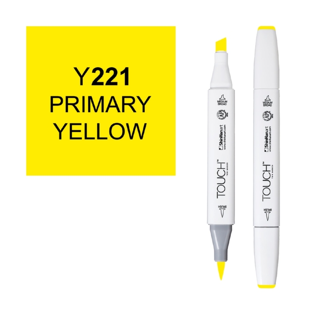 Маркер двухсторонний спиртовой  TOUCH TWIN BRUSH Y221 Желтый основной
