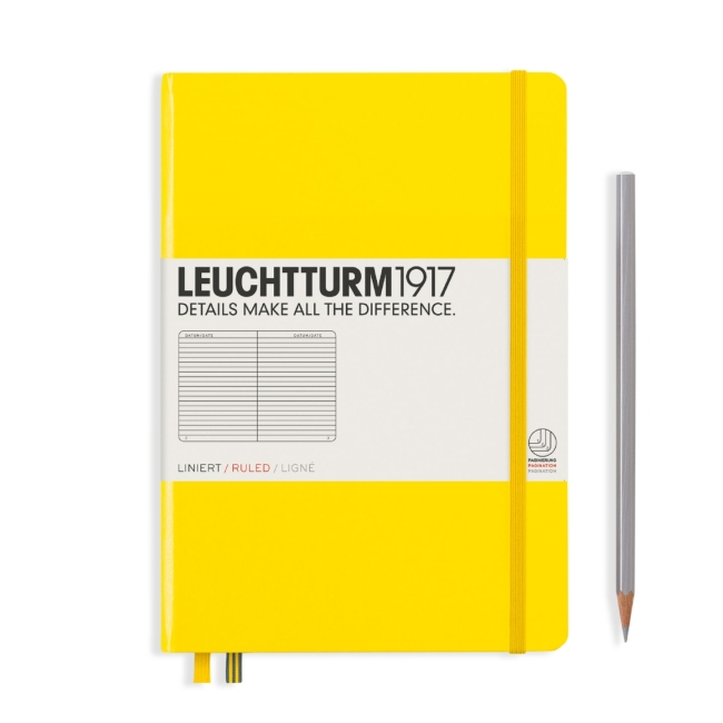 Блокнот Leuchtturm1917 Classic A5 (14.5x21см.) 80г/м2 - 251 стр. в линейку, твердая обложка, цвет: Лимонный