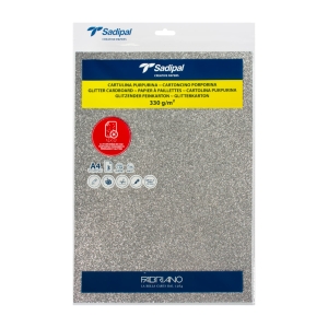 Бумага цветная с блестками Sirio 330г/м.кв 21*29.7см Серебрянный 3л/упак