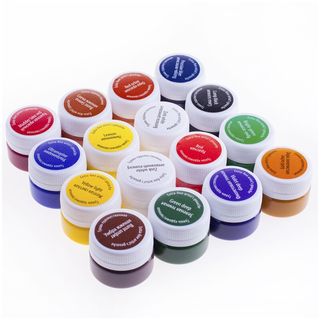 Гуашь художественная Мастер-Класс ЗХК краски для рисования набор 16 цветов по 20 мл купить в художественном магазине ArtCraft.Space с доставкой по РФ и СНГ