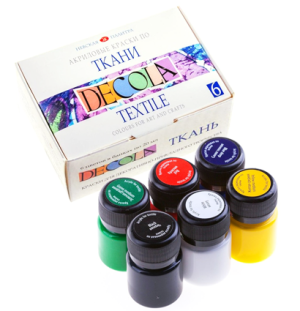 Краски по ткани Decola, 6 цветов, 20мл, картон