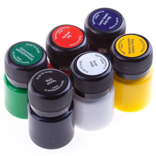 Краски по ткани Decola, 6 цветов, 20мл, картон Краски по ткани Decola, 6 цветов, 20мл, картон