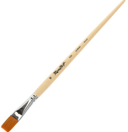 Кисть Roubloff синтетика №16 плоская рыжая для акварели, гуаши, масла с длинной ручкой купить в художественном магазине ArtCraft.Space с доставкой по всему миру
