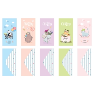 Конверт для денег MESHU "Happy wishes", 85*164мм, глянц. ламинация, 5 дизайнов