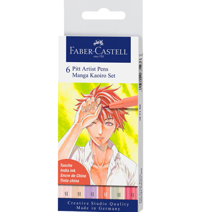 Набор брашпенов "Manga Kaoiro" Faber-Castell Pitt Artist Pen Brush 6 цветов купить в магазине ArtCraft.Space с доставкой