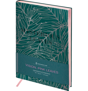 Ежедневник недатир. A5, 136л., кожзам, Greenwich Line "Vision. Pink leaves", тон.блок, роз.срез