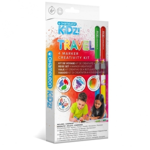 Набор для творчества "Путешествие" 4 маркера Chameleon, 2 трафарета, 3 картинки для раскрашивания , 1 "Воздушная кисть" - AIRBRUSH