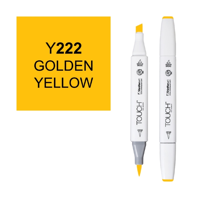 Маркер двухсторонний спиртовой  TOUCH TWIN BRUSH Y222 Желтый золотой