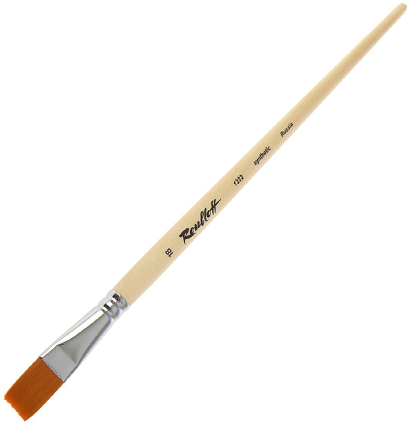 Кисть Roubloff синтетика №18 плоская рыжая для акварели, гуаши, масла с длинной ручкой купить в художественном магазине ArtCraft.Space с доставкой по всему миру