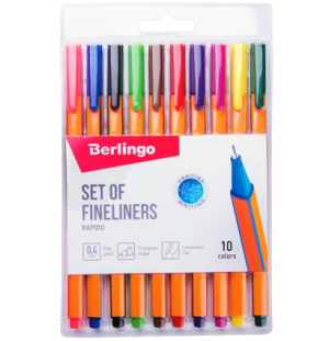 Набор капиллярных ручек Berlingo "Rapido", 10цв., 0,4мм, трехгран., европодвес