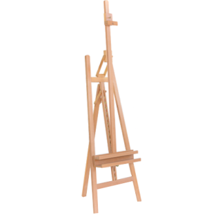 Мольберт студийный  "Лира" (бук) с отклон. стойкой,H max-230 см, р/ч 130 см