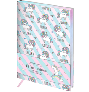 Записная книжка А5 80л. ЛАЙТ, кожзам, Greenwich Line "Vision. Unicorns", тон. блок, серебр. срез