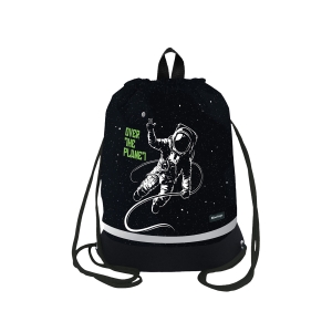 Мешок для обуви 1 отделение Berlingo "Over the planet", 400*480мм, расширяющееся дно, светоотражающая лента, карман на молнии