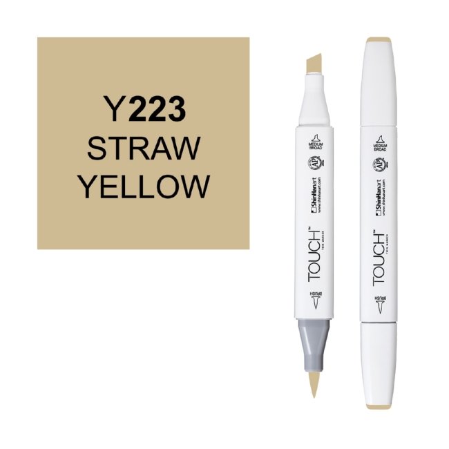 Маркер двухсторонний спиртовой  TOUCH TWIN BRUSH Y223 Желтый соломенный