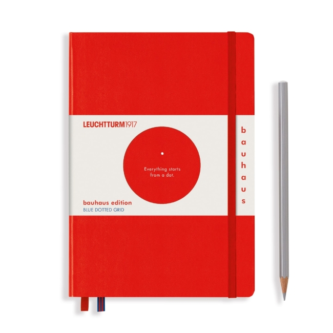 Блокнот Leuchtturm1917 Bauhaus Edition A5 (14.5x21см.) 80г/м2 - 251 стр. в синюю точку, твердая обложка, цвет: Красный