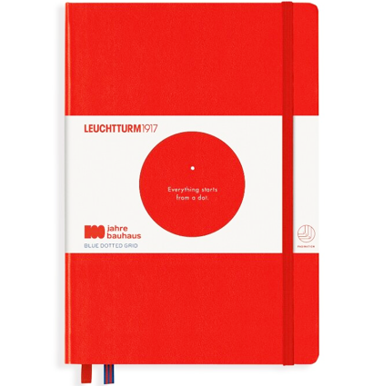 Блокнот Leuchtturm1917 Bauhaus Edition A5 (14.5x21см.) 80г/м2 - 251 стр. в синюю точку, твердая обложка, цвет: Красный Блокнот Leuchtturm1917 Bauhaus Edition A5 (14.5x21см.) 80г/м2 - 251 стр. в синюю точку, твердая обложка, цвет: Красный