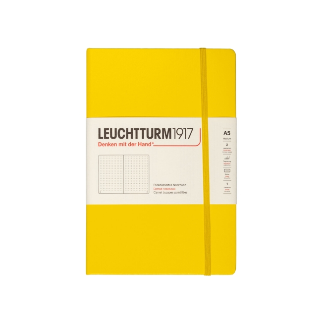 Блокнот Leuchtturm1917 Classic A5 (14.5x21см.) 80г/м2 - 251 стр. в точку, твердая обложка, цвет: Лимонный