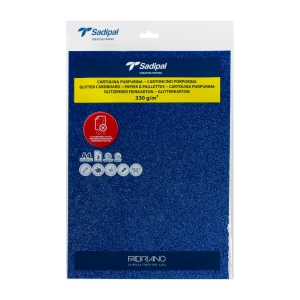 Бумага цветная с блестками Sirio 330г/м.кв 21*29.7см Синий 3л/упак