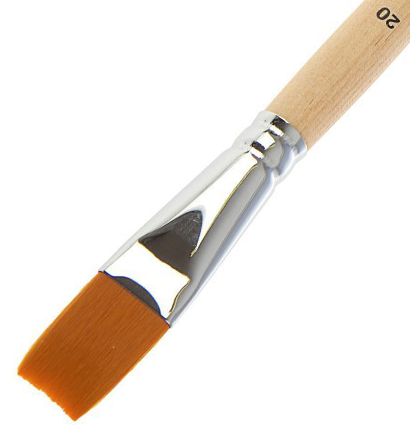Кисть Roubloff синтетика №20 плоская рыжая для акварели, гуаши, масла с длинной ручкой купить в художественном магазине ArtCraft.Space с доставкой по всему миру