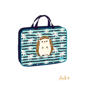 Папка текстильная с ручками 1 отделение, А4 Forst "Blue hedgehog", 350*265*80мм, текстиль, на молнии