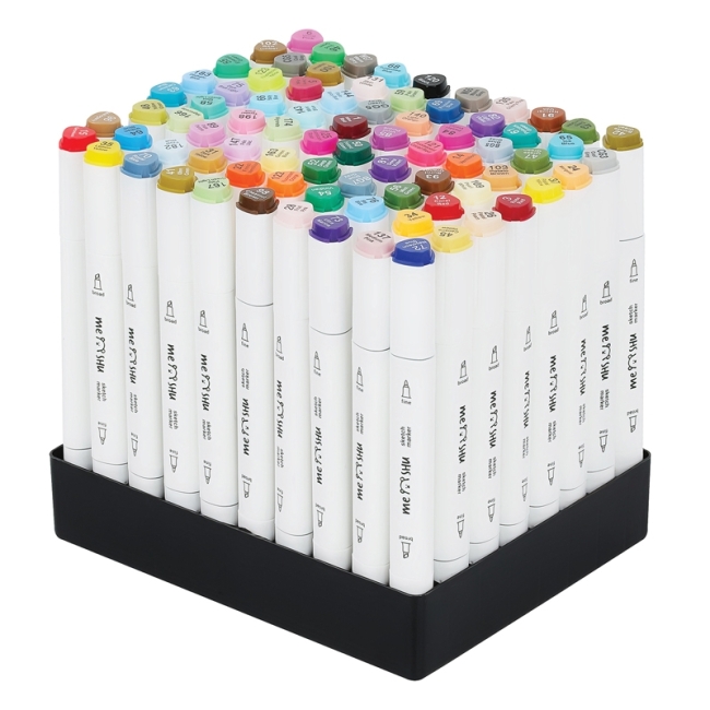 Набор двусторонних маркеров для скетчинга MESHU 80цв., основные цвета, корпус трехгранный, пулевид./клиновид.наконечники, текстильный чехол на молнии Набор двусторонних маркеров для скетчинга MESHU 80цв., основные цвета, корпус трехгранный, пулевид./клиновид.наконечники, текстильный чехол на молнии