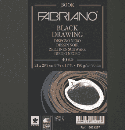 Скетчбук Fabriano Black Drawingbook с черной бумагой А5 / 40 листов / 190 гм купить в фирменном магазине для рисования ArtCraft.Space с доставкой по РФ и СНГ