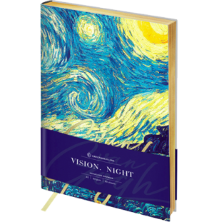Записная книжка А5 80л. ЛАЙТ, кожзам, Greenwich Line "Vision. Van Gogh.  Night", тон. блок, зол.срез