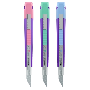 Нож канцелярский 9мм Berlingo "Envy", auto-lock, металл. направл., ассорти, европодвес