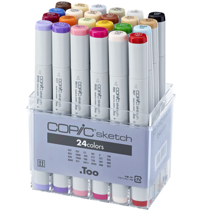 Copic Sketch 24 Basic набор маркеров с кистью в кейсе, базовые цвета Копик Скетч маркеры 24 цвета купить в официальном магазине ArtCraft.Space   с доставкой по РФ и всему миру