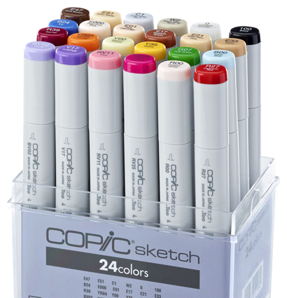 Copic Sketch 24 Basic набор маркеров с кистью в кейсе, базовые цвета Копик Скетч маркеры 24 цвета купить в официальном магазине ArtCraft.Space   с доставкой по РФ и всему миру