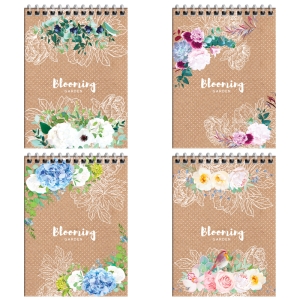 Блокнот А6 80л. на гребне ArtSpace "Цветы. Craft flowers", глянцевая ламинация, твердая обложка