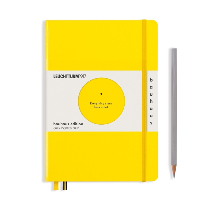 Блокнот Leuchtturm1917 Bauhaus Edition A5 (14.5x21см.) 80г/м2 - 251 стр. в черную точку, твердая обложка, цвет: Лимонный