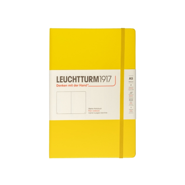 Блокнот Leuchtturm1917 Classic A5 (14.5x21см.) 80г/м2 - 251 стр. нелинованный, твердая обложка, цвет: Лимонный