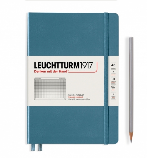 Блокнот Leuchtturm1917 Rising Colours A5 (14.5x21см.) 80г/м2 - 251 стр. в клетку, твердая обложка, цвет: Синий Камень