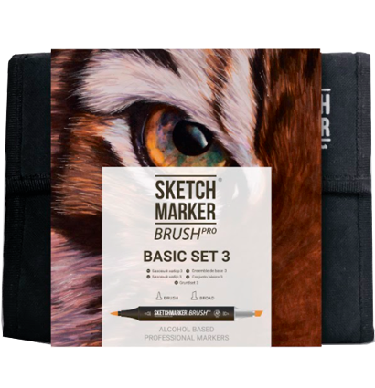 Набор 36 маркеров Sketchmarker Brush Pro "Базовый 3" в пенале купить в магазине маркеров ArtCraft.Space с доставкой по всему миру