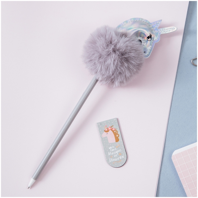 Ручка шариковая MESHU "Shiny Unicorn" синяя, 0,7мм, корпус ассорти, с топпером