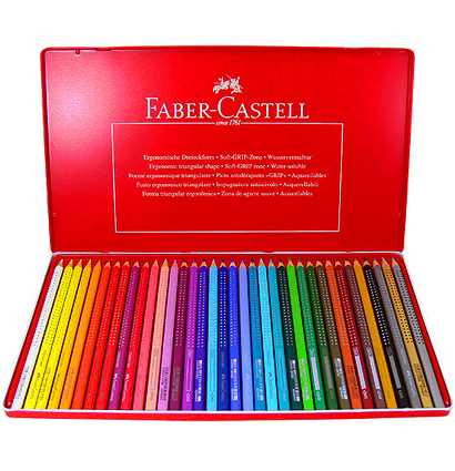Набор цветных карандашей Faber Castell Colour Grip 36 цветов в металлическом пенале купить в магазине товаров для рисования ArtCraft.Space Набор цветных карандашей Faber Castell Colour Grip 36 цветов в металлическом пенале купить в магазине товаров для рисования ArtCraft.Space