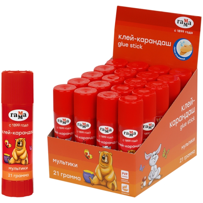 Клей-карандаш Гамма "Мультики", 21г, ПВП Клей-карандаш Гамма "Мультики", 21г, ПВП