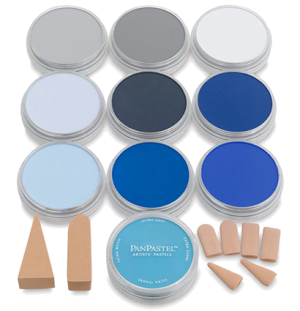 Набор ультрамягк. пастели PanPastel, 10 цв., 2х4 насадки для мастихинов /морской