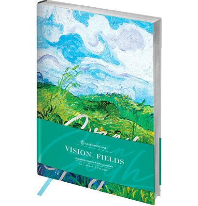 Ежедневник недатир. A5, 136л., кожзам, Greenwich Line "Vision. Van Gogh. Fields", тон. бл, сер. срез