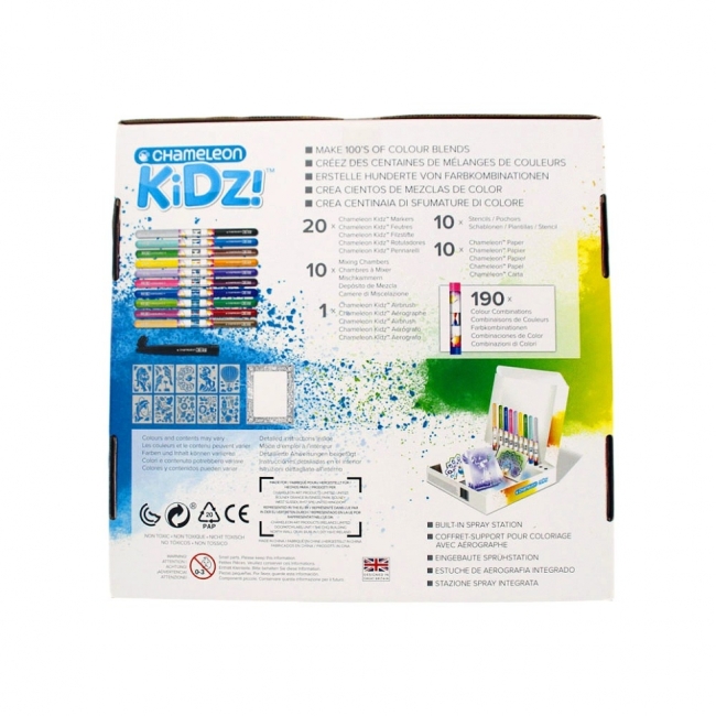 Набор для творчества "Спрей" 20 маркеров Chameleon, 1 "Воздушная кисть" - AIRBRUSH, 10 трафаретов, 10 листов бумаги