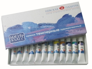 Краски темперные Мастер-Класс, 12 цветов, 18мл/туба, картон