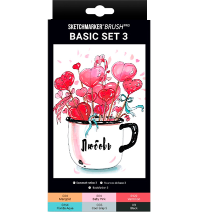 Набор маркеров для скетчей Sketchmarker Brush Pro 6 цветов Basic 3 купить в магазине маркеров ArtCraft.Space с доставкой по всему миру