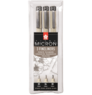 Набор капиллярных ручек Pigma Micron 3шт (0.3мм 0.4мм 0.5мм) Черный, Набор капиллярных ручек Pigma Micron 3шт (0.3мм 0.4мм 0.5мм) Черный,