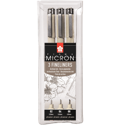 Набор черных капиллярных ручек Sakura Pigma Micron разной толщины, 3 штуки купить в магазине маркеров и ручек ArtCraft.Space с доставкой по РФ и СНГ