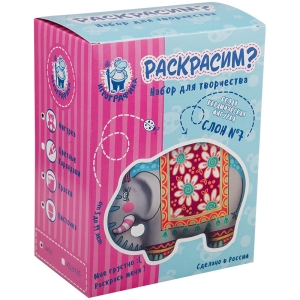 Набор для росписи фигурки из керамики Игрографика с акриловыми красками "Слон"